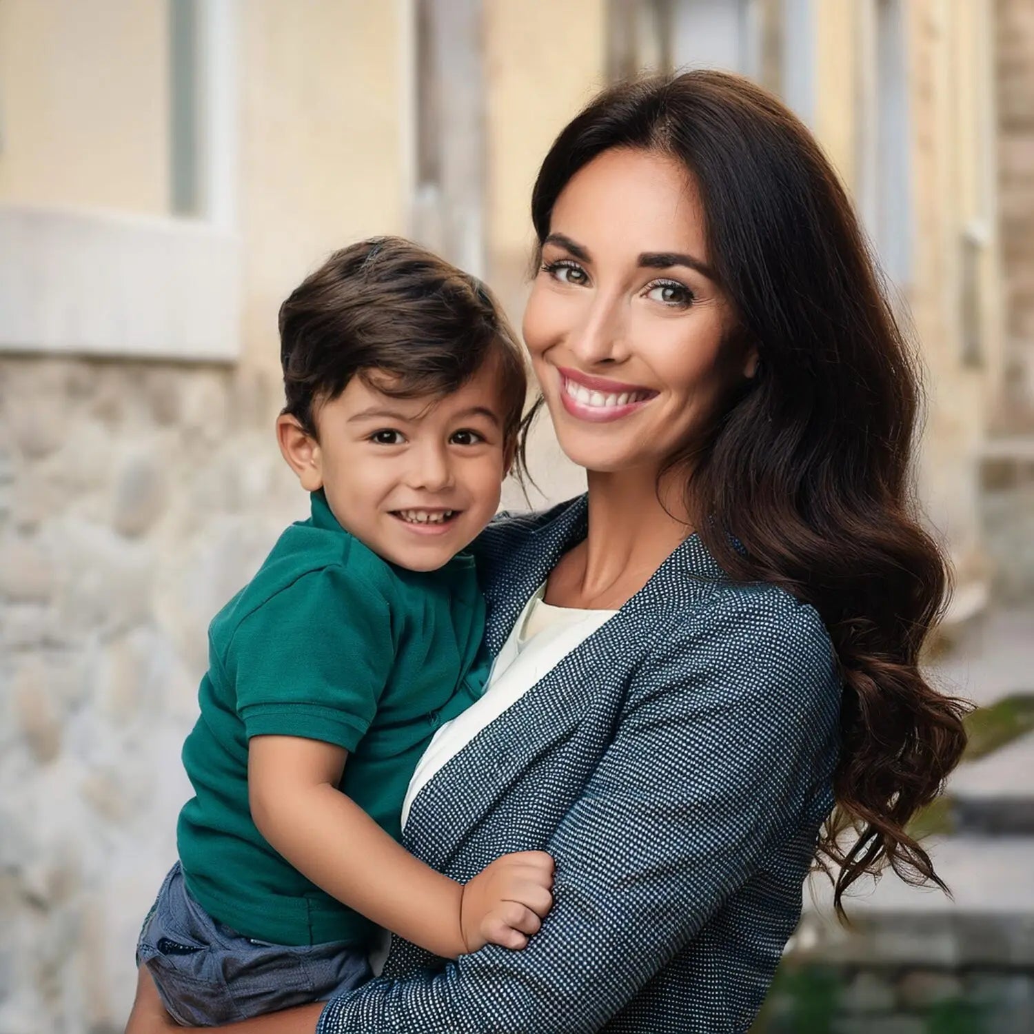 Mamma con bambino che indossa pantofole in materiali naturali - Deer Collection