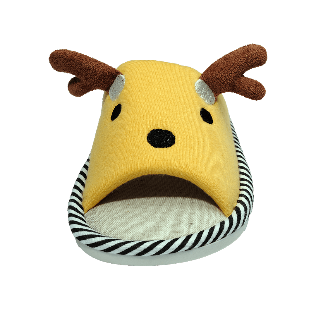 Pantofola bambini cotone lino gialla – vista frontale