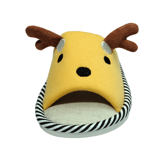 Pantofola bambini cotone lino gialla – vista frontale