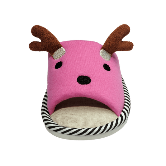 Pantofola bambini cotone lino rosa – vista frontale